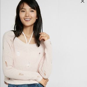 NWT Express Destroyed Knit Sweater - Vintage Pink